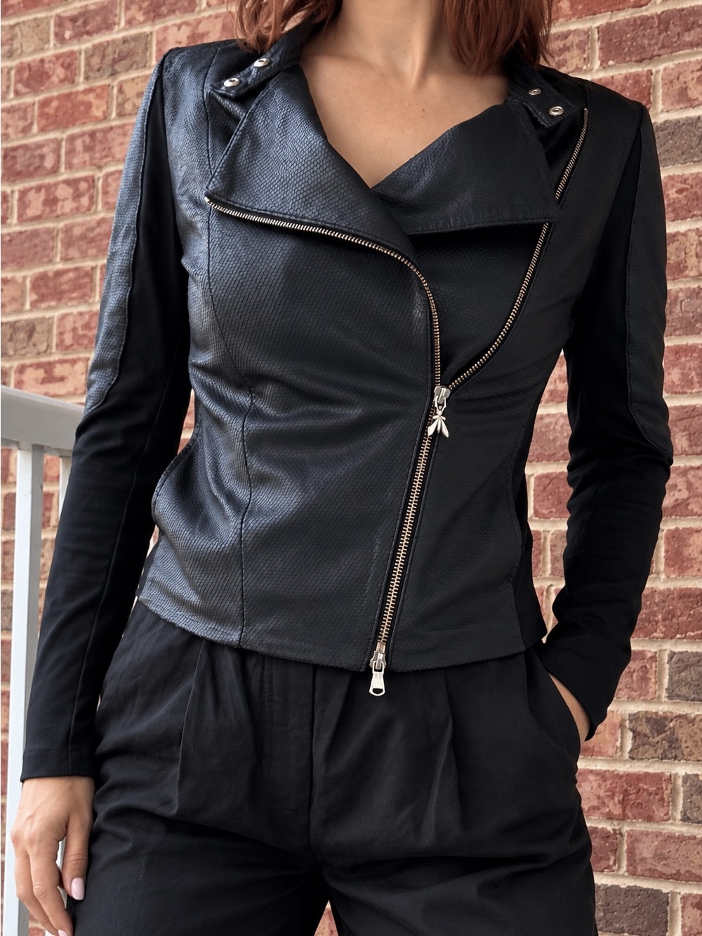 PATRIZIA PEPE Italian Leather Biker Jacket – IT 40